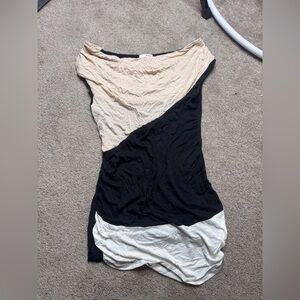 BONGO Black and Cream Colorblock Top